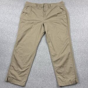 Eddie Bauer Ankle Pants Womens 18 Beige Chino Tapered Stretch Twill Hiking EUC